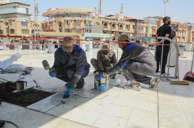 عملیات تعمیر دوره‌ای سنگفرش بین الحرمین کربلا آغاز
شد